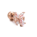 Rose gold butterfly stud earring with colorful zircon and secure screw ball back - Butterfly Shape (EGD0830) / Rose Gold