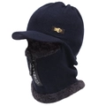 Berretto invernale in maglia termica con paraorecchie e fodera in pile blu scuro - Taglia Unica(58-63cm) / Blu Notte
