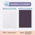 Blocco note magnetico per pianificazione giornaliera viola con retro calamitato 143x218mm - Stile Magnetico Floreale Blu