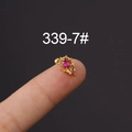 Piercing-Ohrstecker mit rosa Zirkonia und goldenem Blumenrand im Vintage-Stil - Gold-rosa Zirkonia-Stil (339-7#)