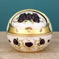 White enamel metal ashtray with purple roses and red heart patterns in European style - Gold White Purple Rose