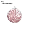 Pallina di Natale rosa da 8cm con pizzo bianco e decorazioni in perle lucide - Rosa