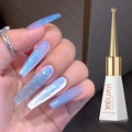 XEIJAYI Cat Eye Gel Polish in shimmering blue-purple gradient with 10ml bottle display - Glacier Moon Cat Eye