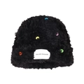Winter black faux mink fur bucket hat with colorful buttons and central woven label - Button Decoration Style / Black