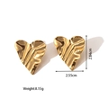 Macro shot of gold heart earrings with rippled texture showing 2.84cm height and dimensions - Ripple Folded Texture (2.55x2.84cm)
