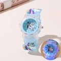 Orologio luminoso unicorno per bambini con cinturino in silicone blu e display LED notturno - Celeste