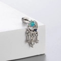 Silver crescent moon earring with blue zircon gemstones and hanging key pendants - Moon Key Tassel Style (A118-6#)