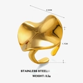 Irregular 18K gold plated stainless steel ring dimensions shown in 2.5cm by 1.7cm - Polished Irregular Open Ring (ZN874) / Gold