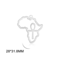 Silver stainless steel Africa map pendant with hollow Ankh symbol, size 28x31.8mm - Style 3 - Steel Color (Ankh Symbol)