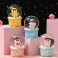 Cute Crayon Shin-chan glowing crystal balls with resin cartoon figures on colorful bases - 2489# (lights + Snowflakes)