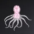 Pink pearl-filled octopus sensory squeeze toy made of transparent soft plastic material - Bulk Packaging / Pink Beads