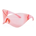 Frameless oversized Y2K cycling sunglasses in transparent red with streamlined design - Pink