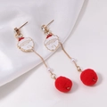 Detail of Christmas earrings featuring Santa Claus charms with pearls and red pompom balls - 5. Pom-pom Santa Claus Earrings