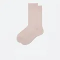 Einfarbige hellrosa gerippte Strick-Socken aus Baumwollmischung für Damen und Herren - Milchshake Rosa