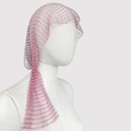 Nahaufnahme von rosa Fischnetz-Kopfschmuck mit glitzernden Strasssteinen und Perlen - 90cm / Rosa