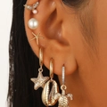 Golden ocean series earrings set featuring starfish shell turtle and pearls - Starfish Turtle Shell Style (5345)
