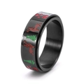 Drehbarer schwarzer Edelstahlring mit bunten Weihnachtsmotiven wie Rentieren und Bäumen - Schwarz / US 8