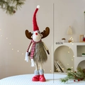 60cm Christmas reindeer plush doll in grey fur with red knitted hat and striped scarf - Standing Reindeer with Red Hat (60cm)