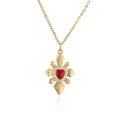 Collana a stella dorata con pendente a cuore rosso e cristalli bianchi lucenti - Cuore Rosso Radiante Stella a Croce