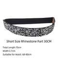 Black elastic waist belt with sparkling silver rhinestones, 70cm length and 3.7cm width - Black