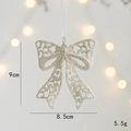 Sparkling silver glitter Christmas bow ornament with hollow pattern for tree decoration - Bow