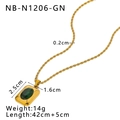 Detail of 18K gold-plated twist chain necklace with green zircon rectangle pendant - Green Gemstone Rectangular Style (NB-N1206-GN) / 18K Gold
