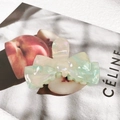 Irisierende hellgrüne Schleifen-Haarklammer aus Harz für elegantes Haarstyling - 7,8 cm / Floral Grün