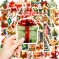 50 Stück festliche Weihnachtsaufkleber mit grüner Geschenkschachtel und roter Schleife - Weihnachtsserie (50 Stk)