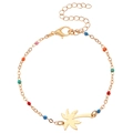 Gold stainless steel bracelet with colorful beads and tropical coconut tree pendant - 18K Gold Plated Coconut Tree (Stainless Steel)