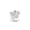 Silver clover cartilage earring with clear crystal and ball back closure, 0.72cm width - Four-leaf Clover Silver Style