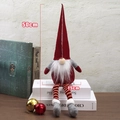 Weihnachtswichtel Puppe mit rot-weiß gestreiften Beinen, rote Mütze, 50 cm Höhe - Rot