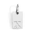 Polished silver stainless steel rectangular pendant featuring letter X engraving - Steel X / Corroded Lettering 10*6*1.5mm