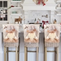 3-teiliges Set Champagner-Samt-Stuhlhussen mit 3D-Weihnachtsmann und Pailletten-Stickerei - Weihnachtsmann / 58x51cm