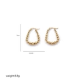 Detailed dimensions of gold beaded oval earrings showing 3cm height and 2.2cm width - Oval Beaded Style