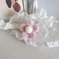 Sweet pink plush flower hair claw clip with cream center for autumn and winter - Light Pink