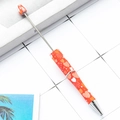 DIY plastic beaded ballpoint pen with vibrant red heart print for Valentine gift - Valentine's Day Model D-Red