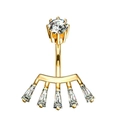 Goldenes Bauchnabelpiercing mit großem Zirkonia und fünf rechteckigen Kristallanhängern - Stil 13 Gold