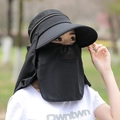 Visiera parasole nera staccabile da donna con protezione UV per viso e collo - Cerniera in Rame / Nero