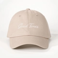 Classic beige baseball cap with Good Times white embroidery on high-quality twill fabric - Light Khaki