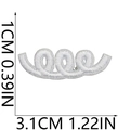 White embroidered wave patch for DIY decor, measuring 3.1cm in length with fine stitching - White Spiral Pattern Shape (20号)