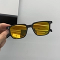Lunettes de soleil rétro avec monture noire mate et verres teintés jaune vif - Monture Noire Verres Jaunes
