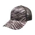Cappello trucker zebrato con rete marrone traspirante e design con stampa animale - Zebra Marrone - Cappello con Coda