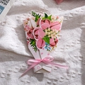 3D floral bouquet thank you card with gold foil lettering and pink silk bow - Carnation - Thank You