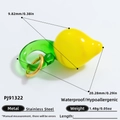Waterproof stainless steel pendant with green and yellow glass charm, dimensions 20.28mm - PJ91322-Yellow-Green Sphere