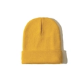 Klassieke gembergele gebreide muts met brede omslag voor winterse warmte en stijl - Eén maat / Gembergeel