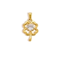 Pendentif trèfle en acier inoxydable plaqué or 24K avec zircon central étincelant - Trèfle en Strass (FOC01) / Or