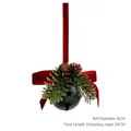 Cloche de Noël 6cm en métal vert foncé avec nœud en velours rouge et pomme de pin - 8# Ornement Suspendu Cloche Vert Foncé (6cm)