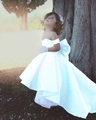 Robe de princesse en satin blanc pour demoiselle d'honneur avec grand nœud dos - Bas / Blanc / Style Personnalisé