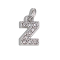 Silver letter Z pendant with sparkling rhinestones for DIY jewelry necklaces - Letter Z / Silver