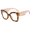 Gafas de luz azul ojo de gato con marco de leopardo y patillas rosas transparentes - Carey con Patillas de Té